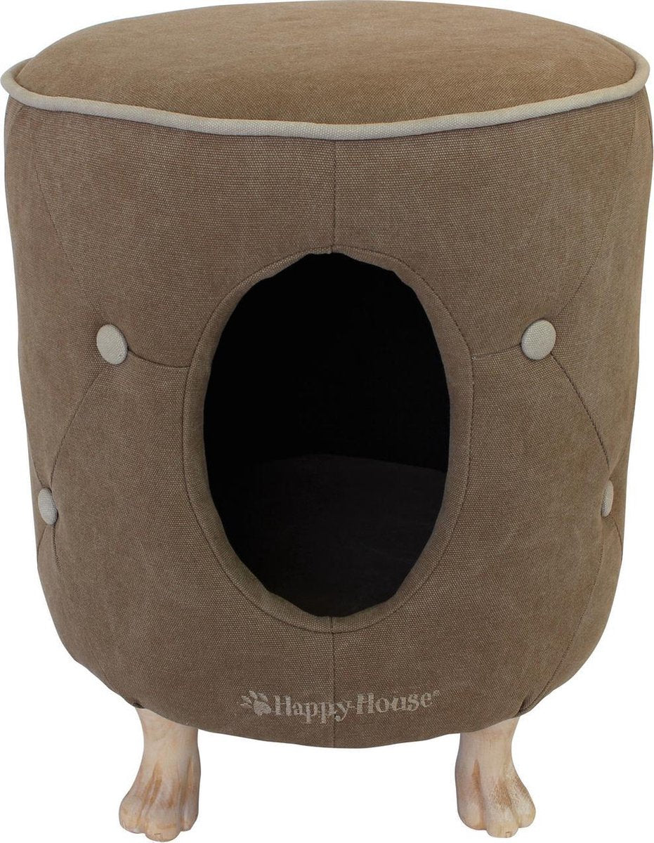 Happy-House Hocker En Huisje 40x40.5x40.5 cm Taupe Off-White Naturel