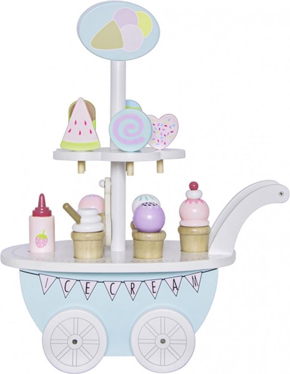 Jabadabado speelgoed Ice cream trolleytje hoogte 40 cm Multi colour