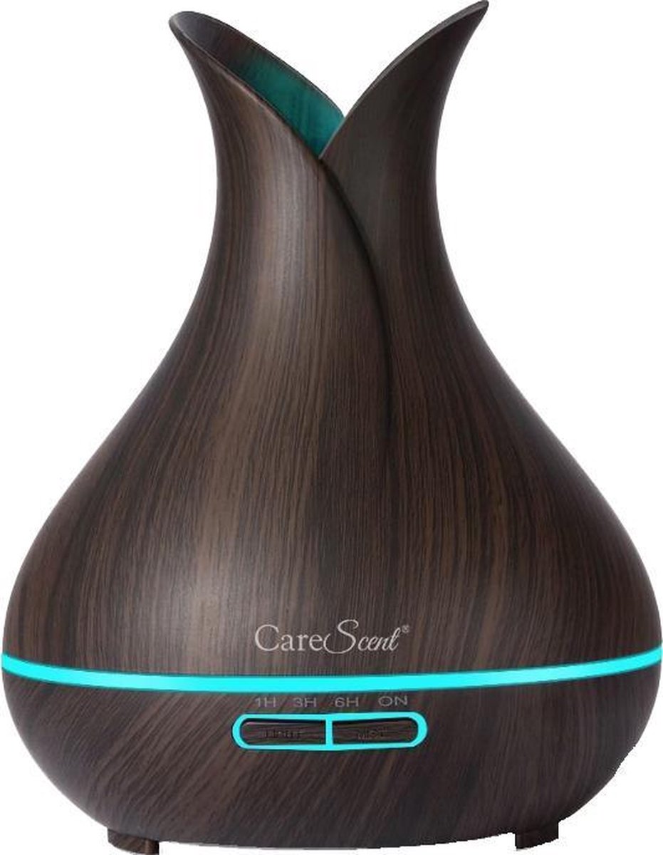 CareScent Aroma Mist Diffuser 400 ml voor Aromatherapie | Geur Diffuser | Olie Diffuser Donker Hout Geurverspreider met Gratis Etherische Olie (10 ml)
