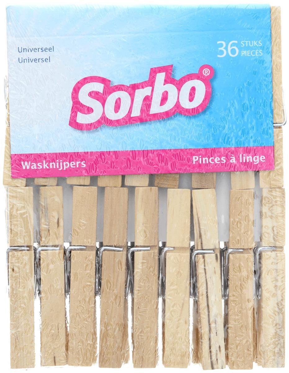 Sorbo Wasknijpers - Hout - 36 stuks
