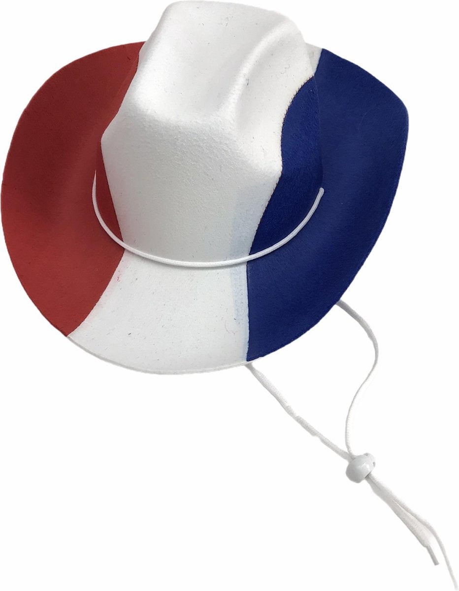 Oranje Versiering | Cowboyhoed rood/wit/blauw |  Feestartikelen voor EK Voetbal 2021