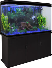Aquarium Fish Tank & Cabinet with Complete Starter Kit - Black Tank & Blue Gravel