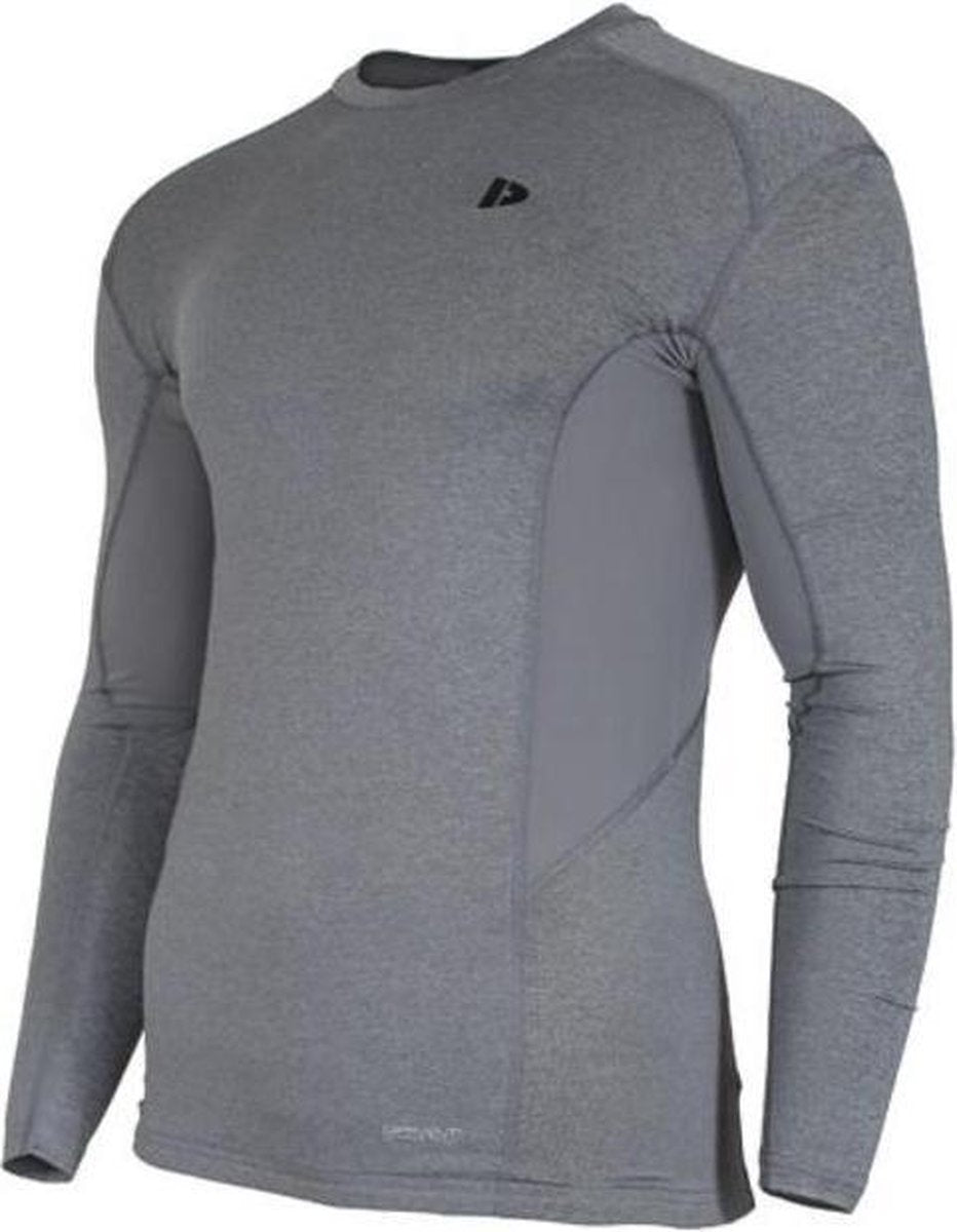 Donnay compressie shirt lange mouw - Baselayer - Heren - Maat L - Grijs gemêleerd