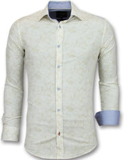 TONY BACKER Heren Overhemden Italiaans - Blouse Met Print - 3010 - Beige - Maten: XL