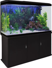Aquarium Fish Tank & Cabinet with Complete Starter Kit - Black Tank & White Gravel