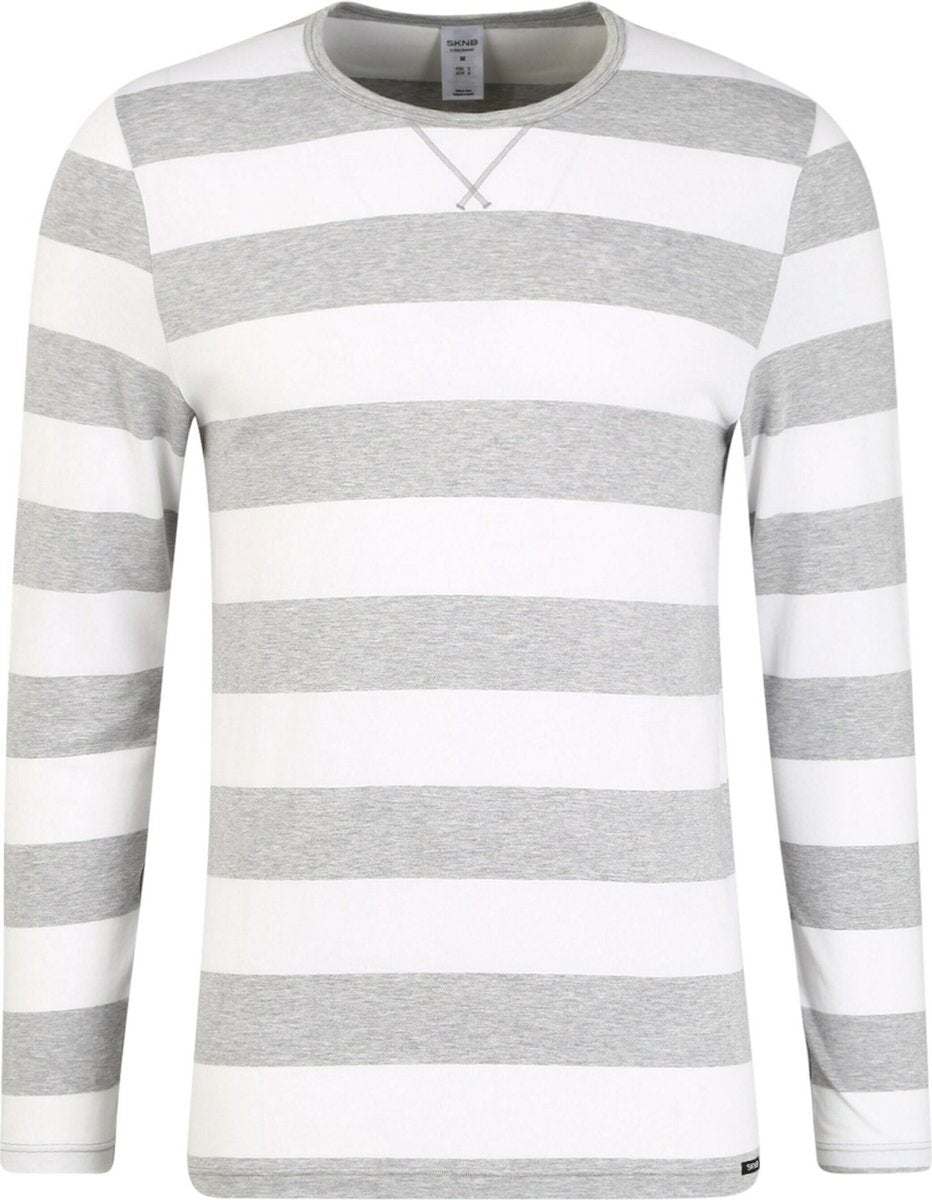 Sweatshirt stonegrey stripe Skiny | sloungewear | XXL