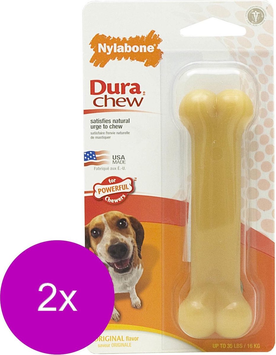 Nylabone Durachew Bone Wolf M - Hondenspeelgoed - 2 x Beige