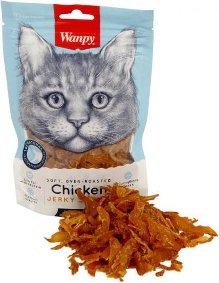 Wanpy soft oven-roasted chicken jerky strips 80 gr