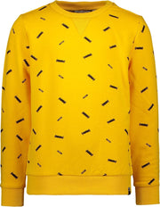 Moodstreet Jongens Sweater ronde hals met allover bedrukking - Dark Yellow - Maat 110/116