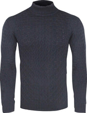 Ferlucci - Exclusieve Heren Trui Col - Grof Gebreid - Model Tito - Navy