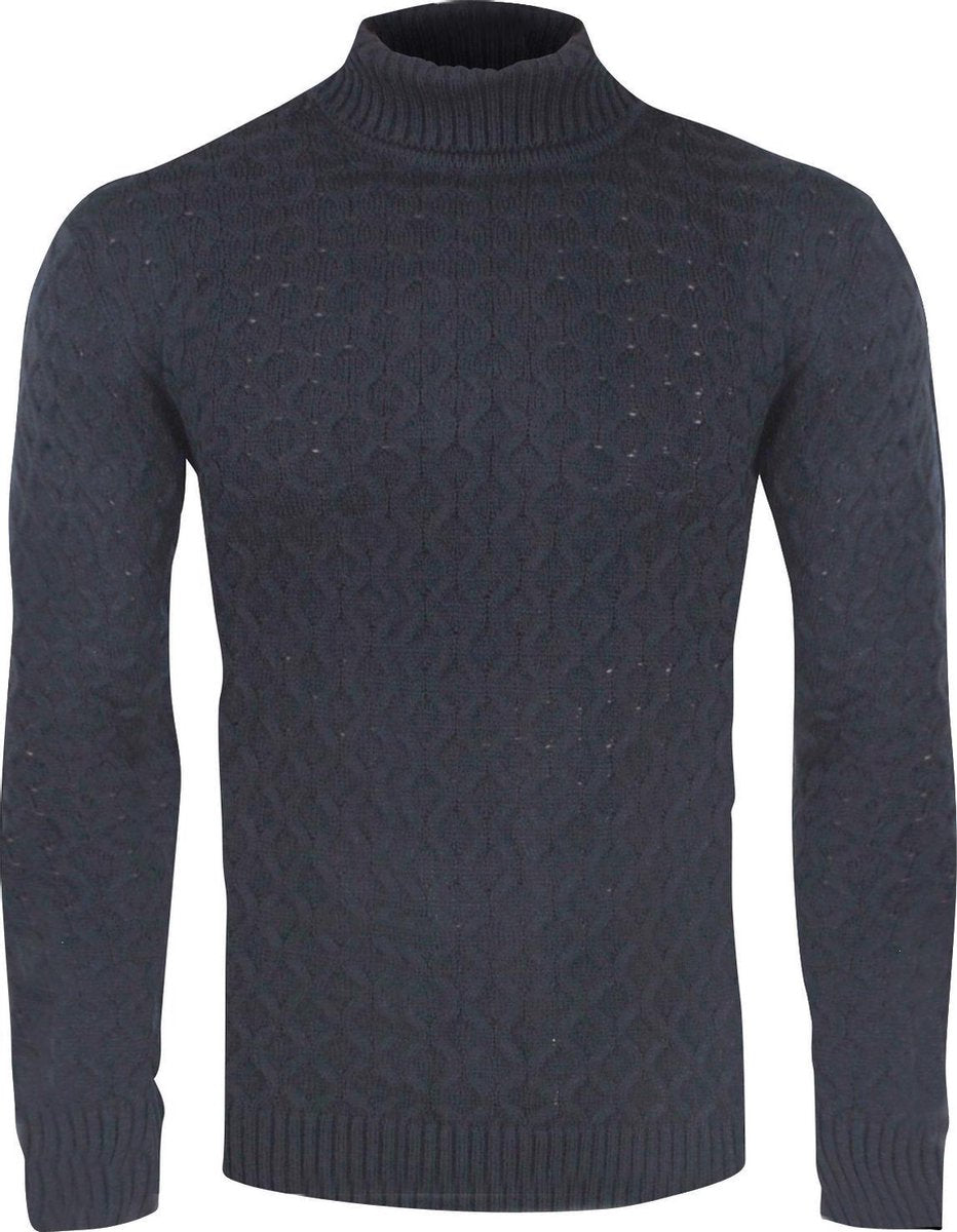 Ferlucci - Exclusieve Heren Trui Col - Grof Gebreid - Model Tito - Navy