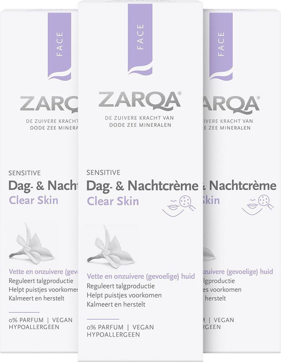 3x Zarqa Dag- en Nachtcreme Clear Skin 75 ml