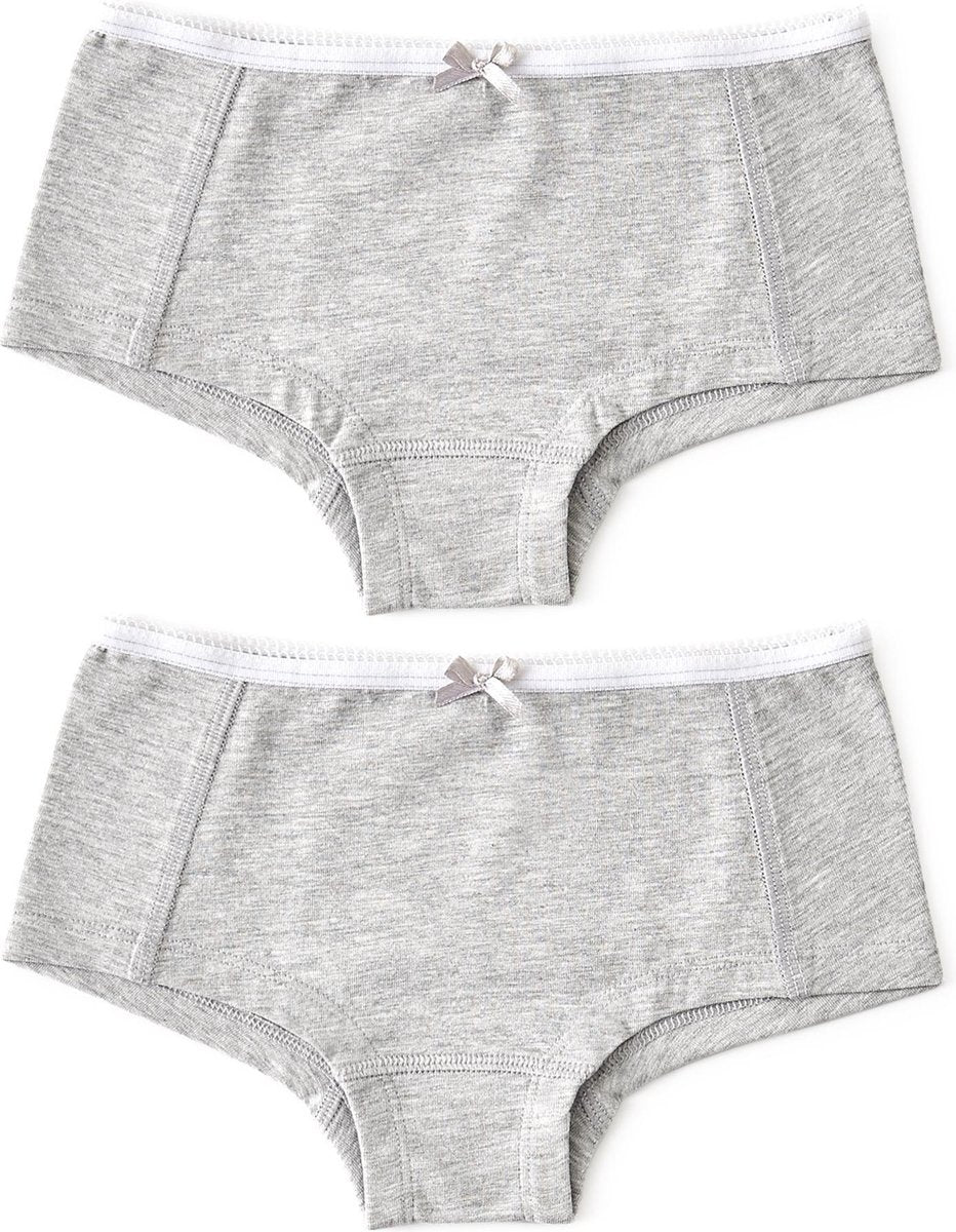 Little Label - meisjes - onderbroek (2 stuks) - grijs - maat 110/116 - bio-katoen