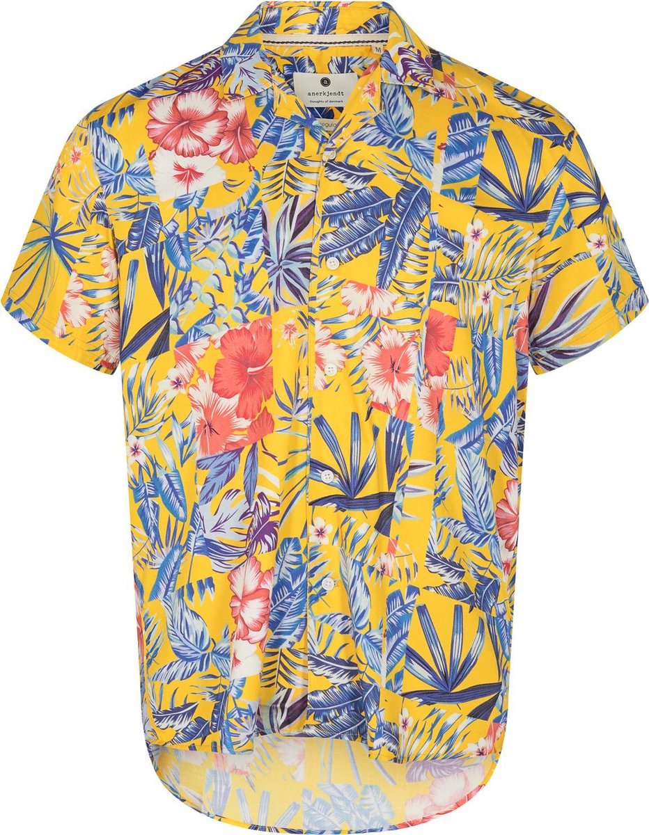 Anerkjendt Blouse Akkian Ss Viscose Aop - herenblouse korte mouw - geel
