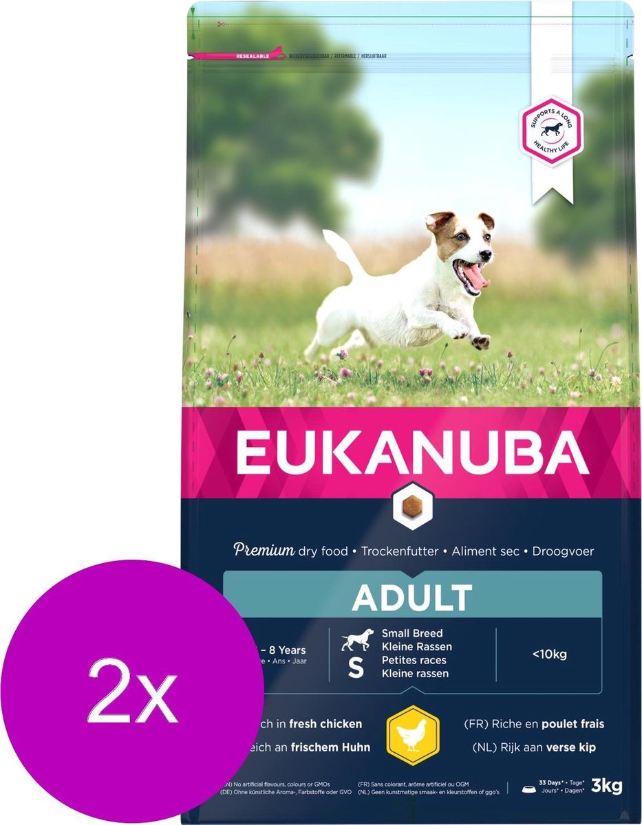 Eukanuba Adult Small Breed Kip - Hondenvoer - 2 x 3 kg