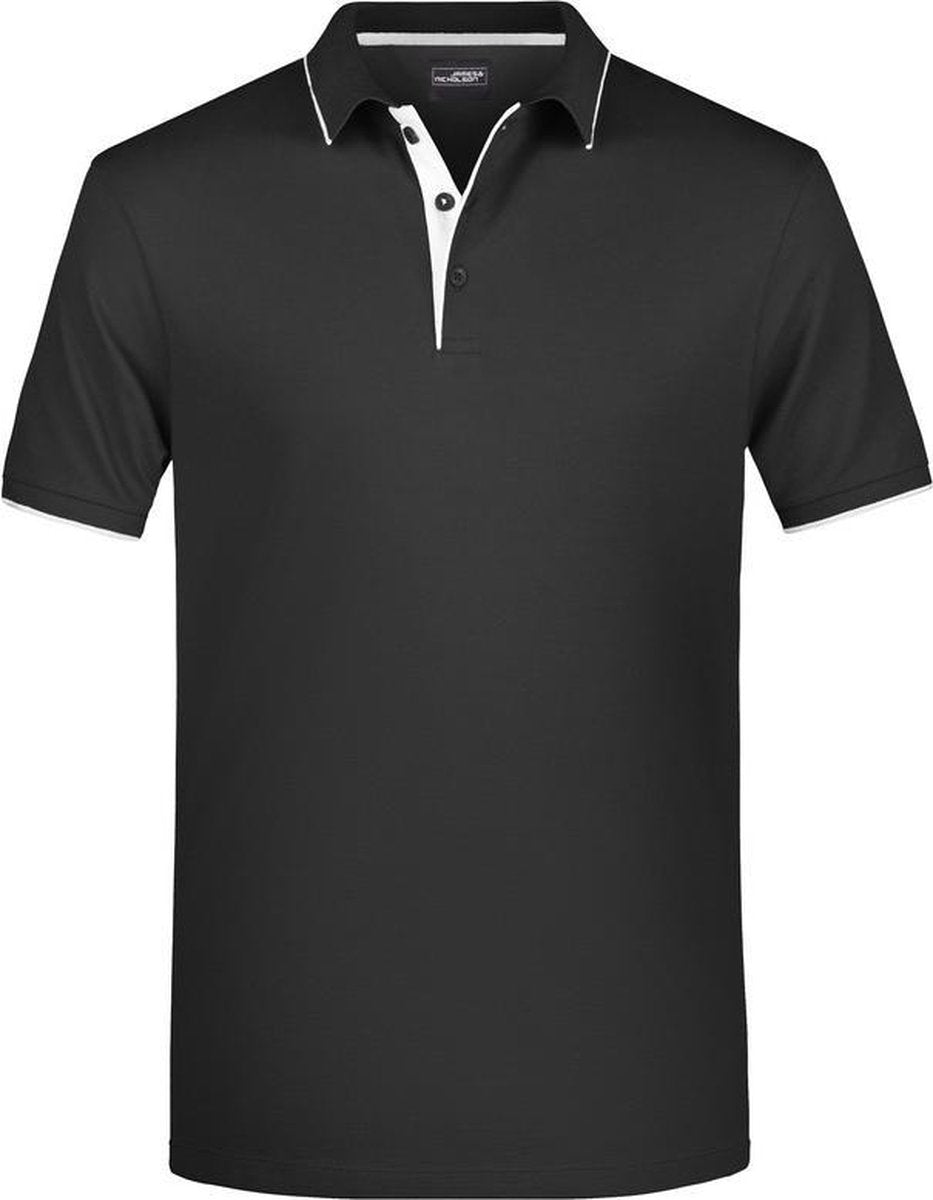 Polo shirt Golf Pro premium zwart/wit voor heren - Zwarte herenkleding - Werkkleding/zakelijke kleding polo t-shirt 2XL