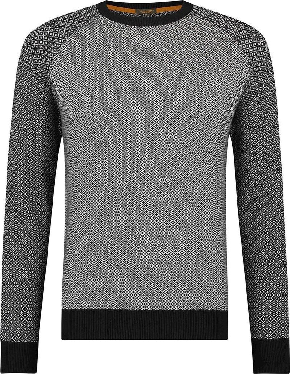 Haze&Finn Pullover Ronde Hals Print Grijs (MU14-0210 - Anthracite-BlancdeBlanc)
