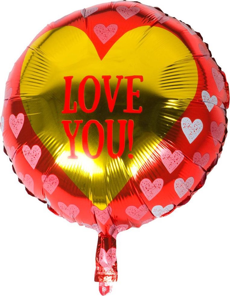 Boland - Helium Ballon - Hart Love You Goud 45cm leeg