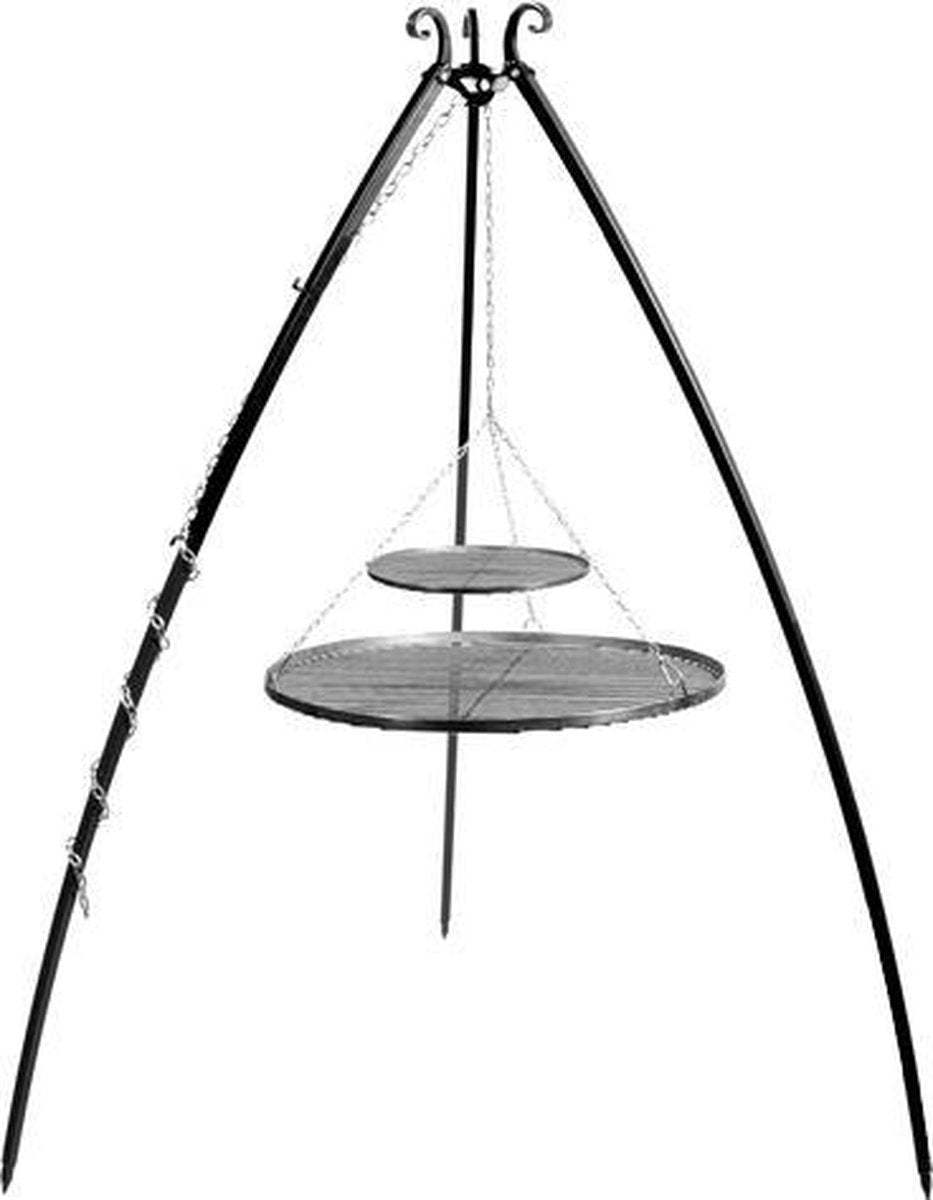 CookKing Grill Tripod Zwart Staal Dubbel Rooster 70 cm + 40 cm