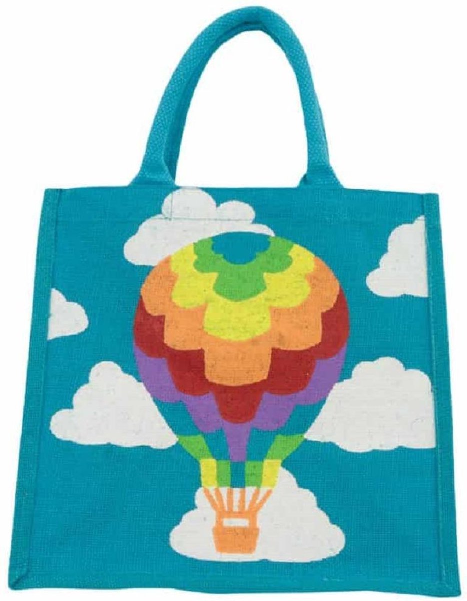Blauwe Jute Tas met Luchtballon