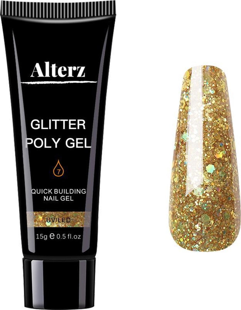 Alterz Polygel Glitter Gold - Polygel nagels - Polygel kleuren - Glitter - 15ml