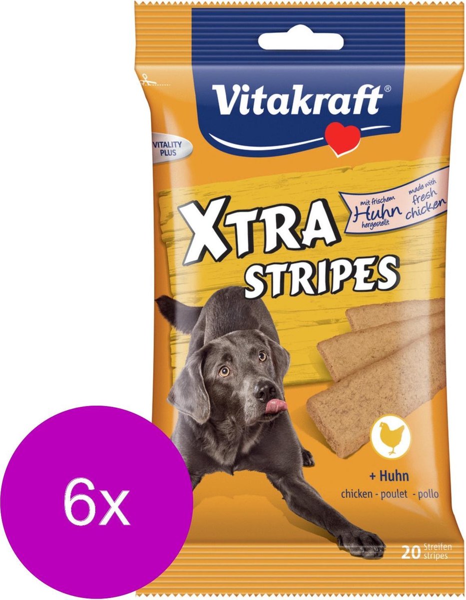 Vitakraft Xtra Stripes 200 g - Hondensnacks - 6 x Gevogelte
