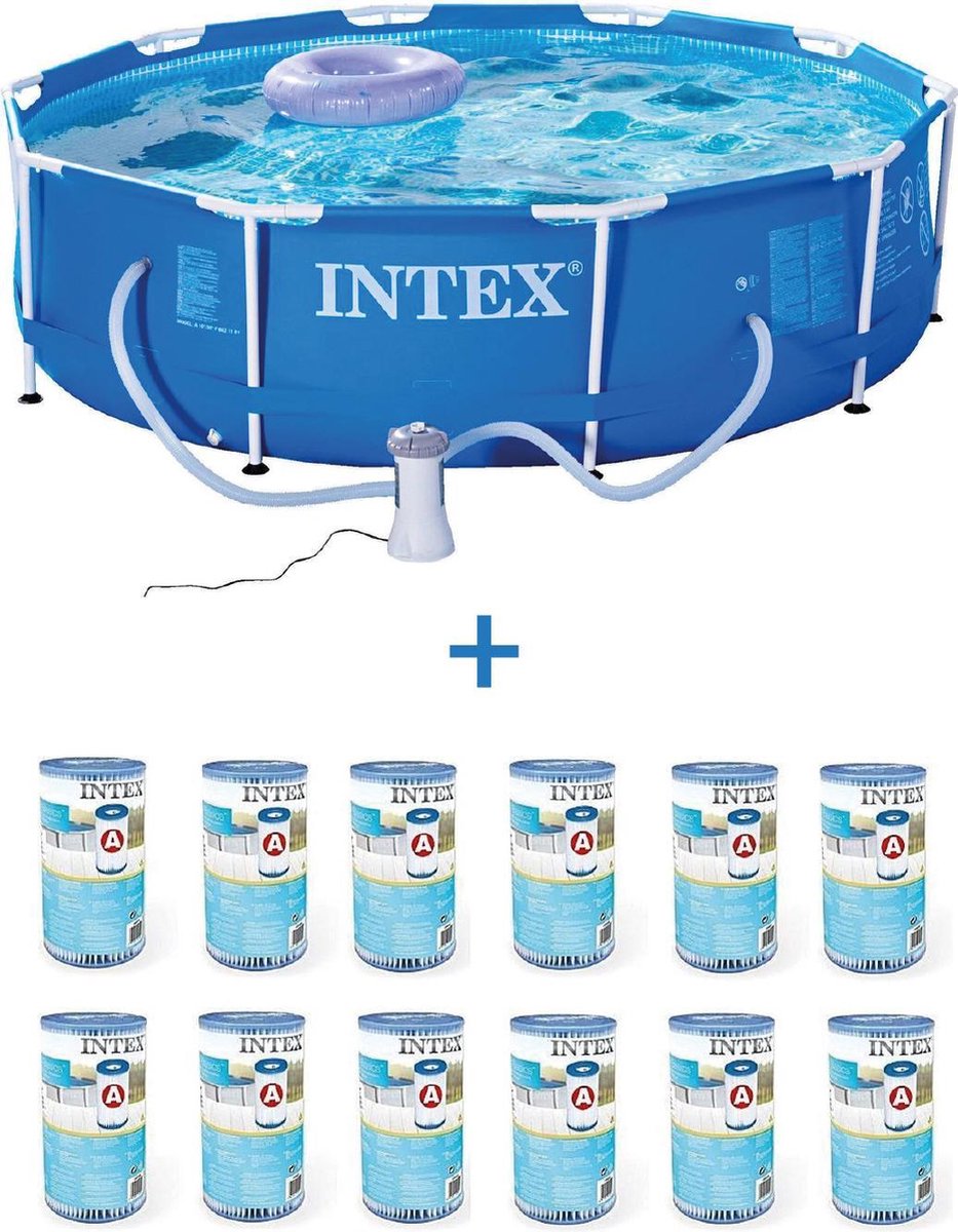 Intex 28202GN Frame Zwembad 305x76cm + Pomp + 12x A Filtercartridges