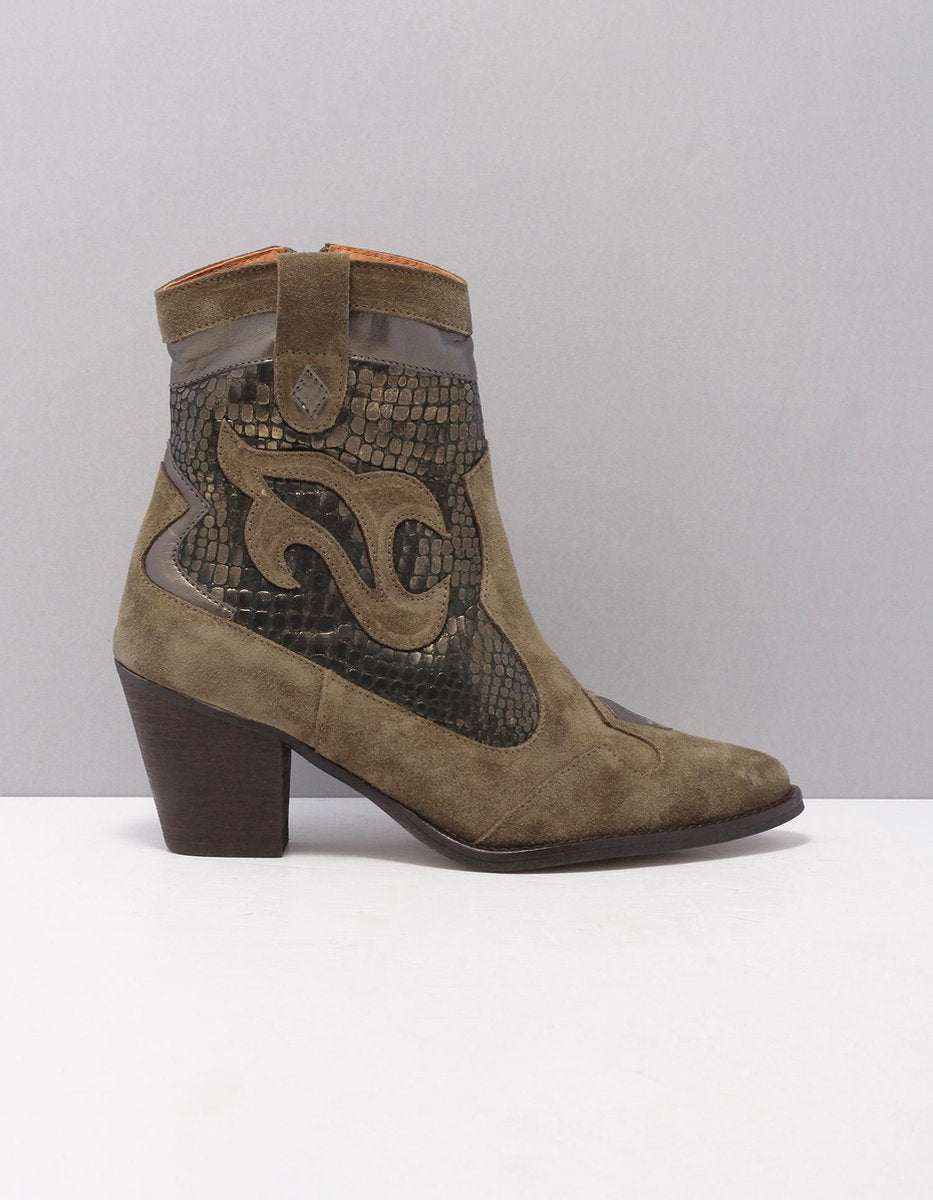 TANGO ella western 24 Enkellaarzen women Maat: 37 green b khaki-leather suede suede