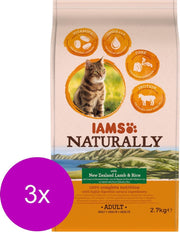3x Iams Naturally Kat Adult New Sealand Lam & Rijst 2