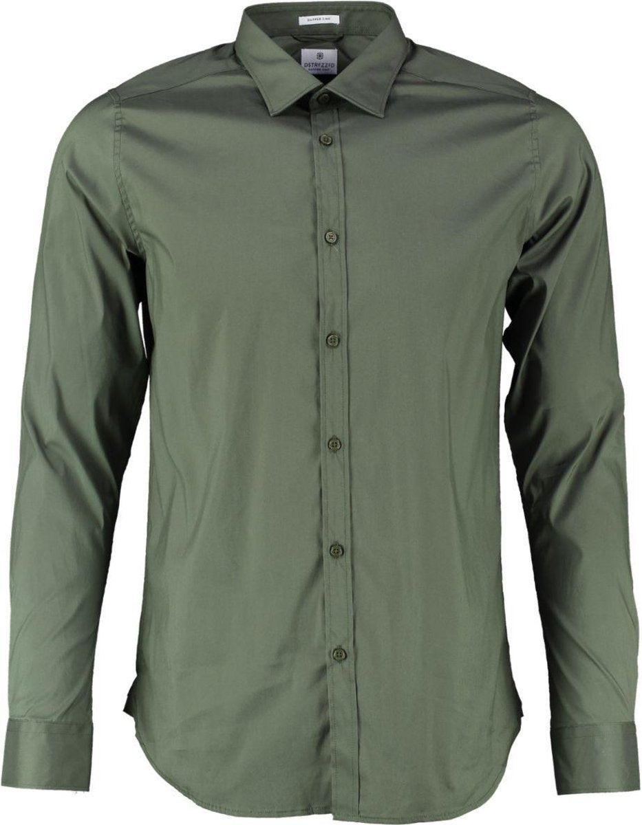 Dstrezzed armygroen overhemd italian stretch poplin - Maat XXXL
