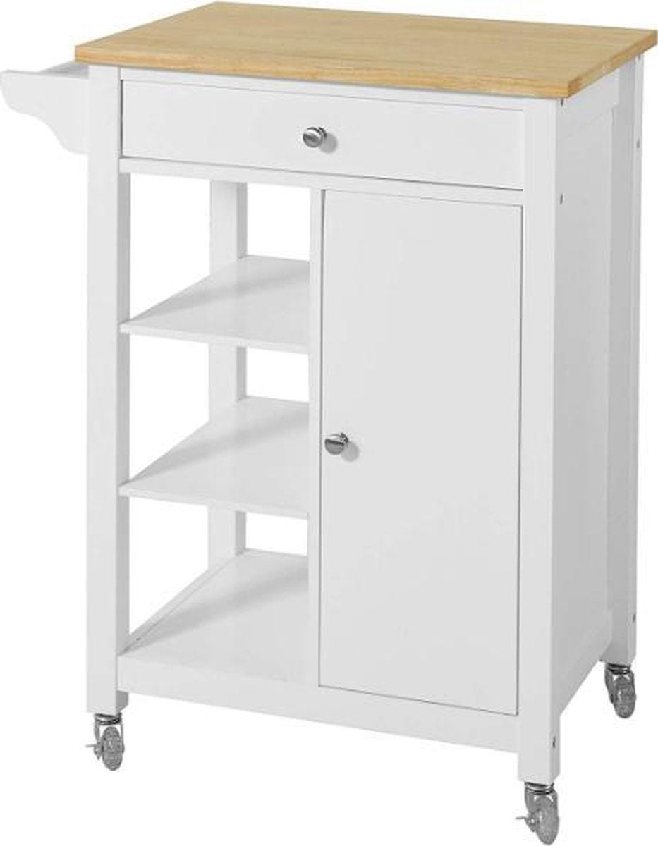 Simpletrade Keukentrolley - Serveerwagen - Lade - Handdoekenrek - Hout - 57x40x86 cm
