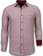 TONY BACKER Italiaanse Overhemden - Slim Fit Overhemd - Blouse Garment Pattern - Rood - Maten: L