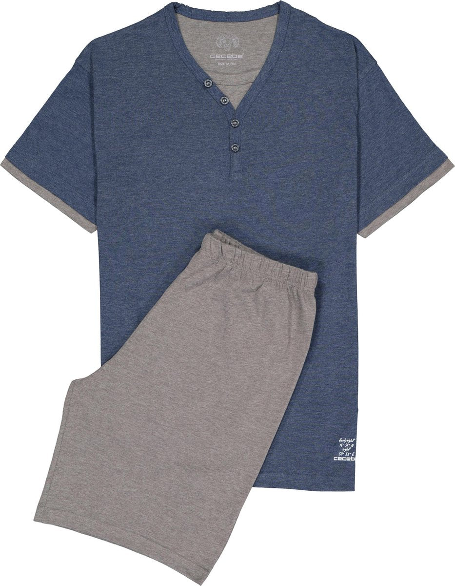 Ceceba heren shortama - blauw met grijs -  Maat: 7XL