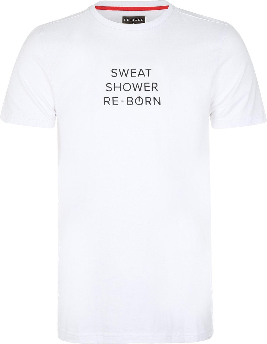 Re-Born Slogan T-shirt Sweat Korte Mouw Unisex - Wit - Maat M