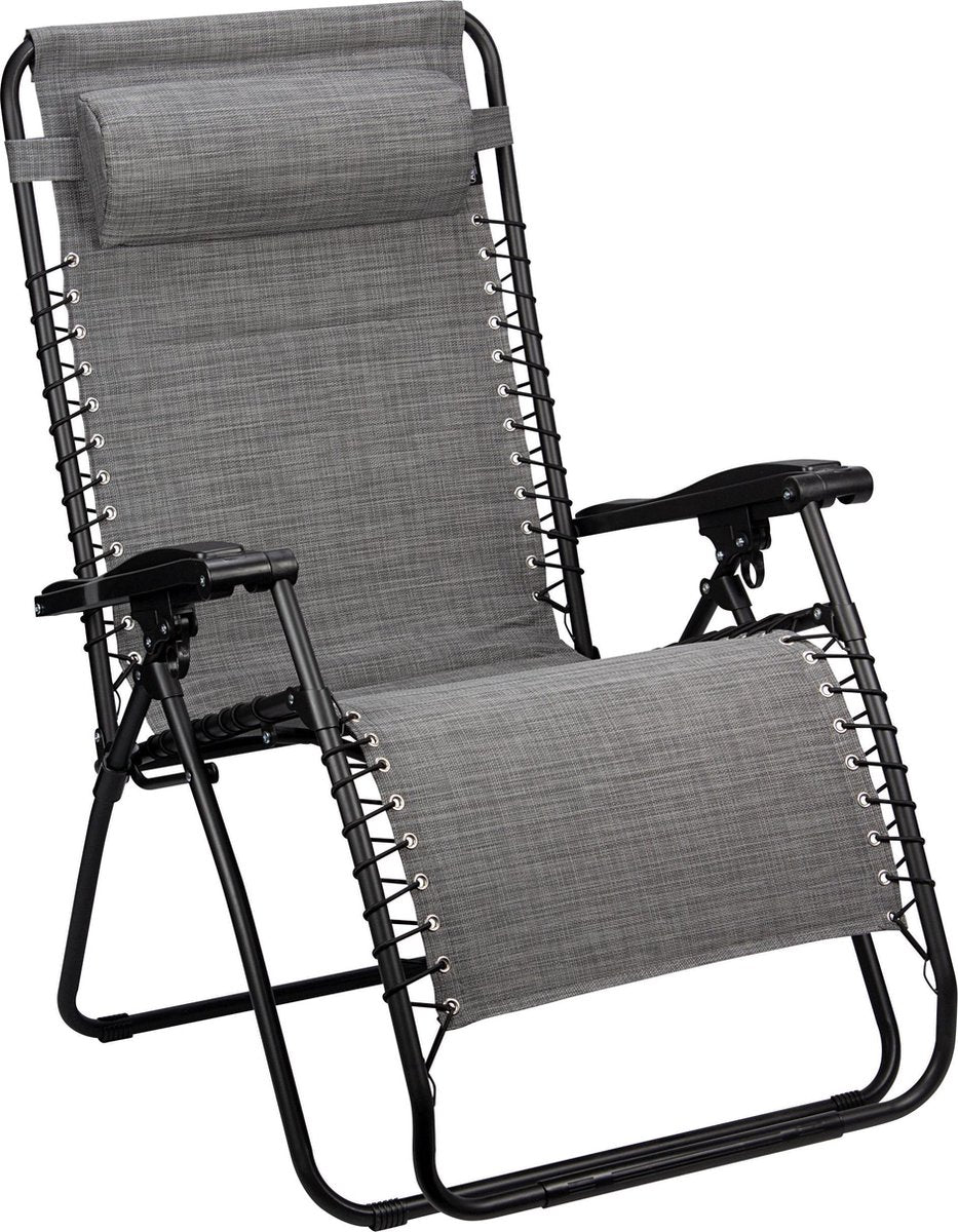 Abbey Camp Stoel - Chaise Longue Padding XXL- Grijs/Donkergrijs