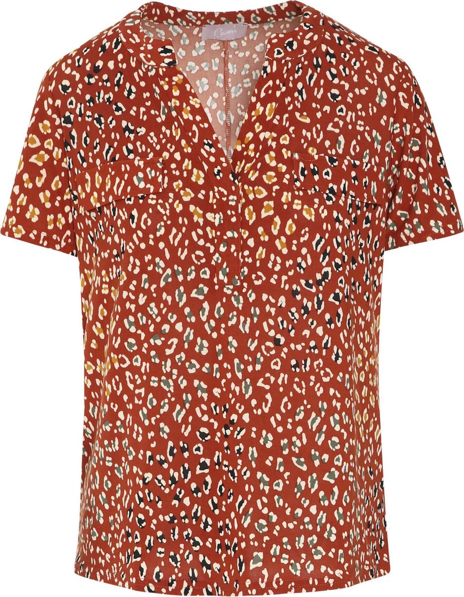 Cassis - Top met grafische luipaardprint - Roodbruin