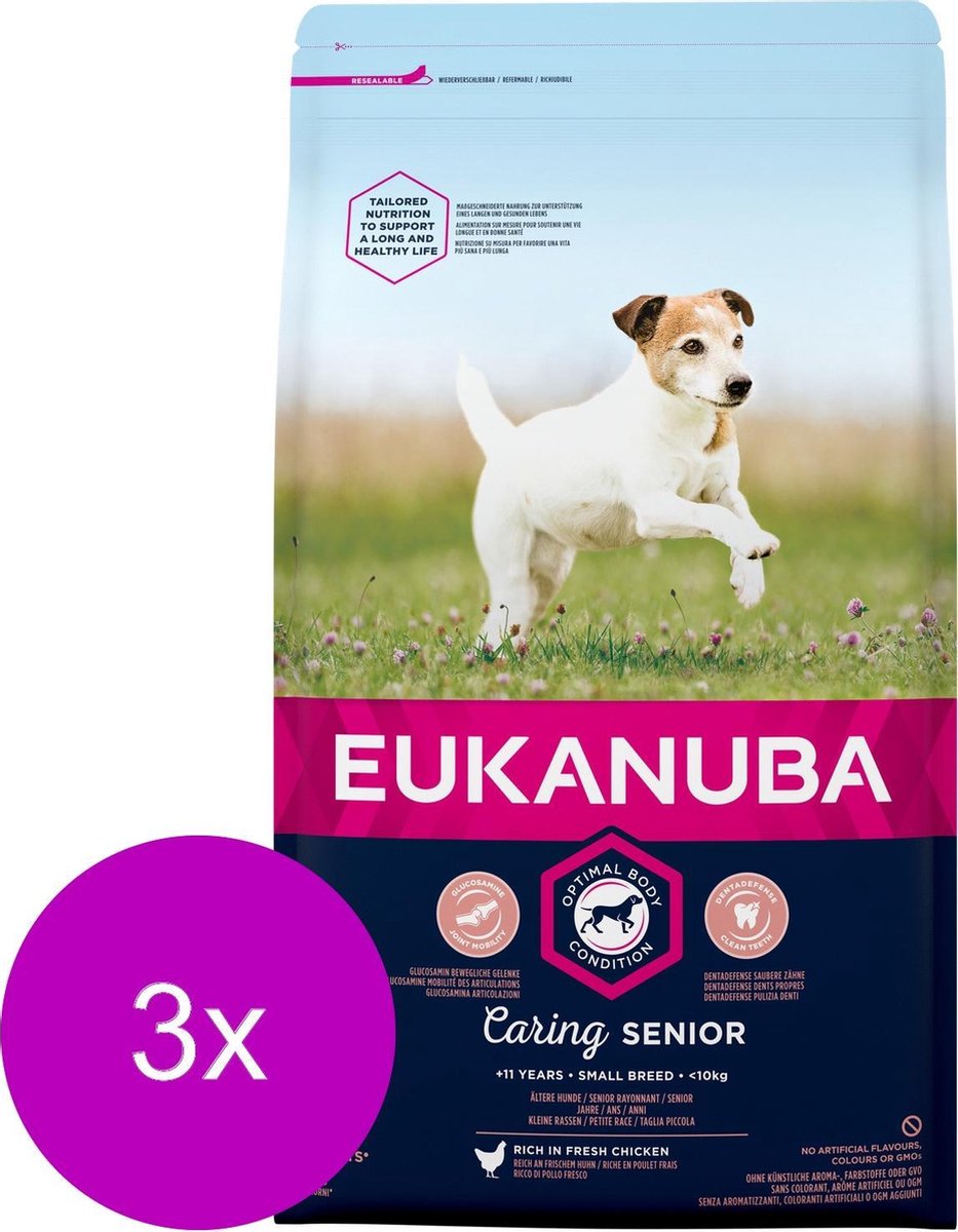 Eukanuba Caring Senior Small Breed Kip - Hondenvoer - 3 x 3 kg