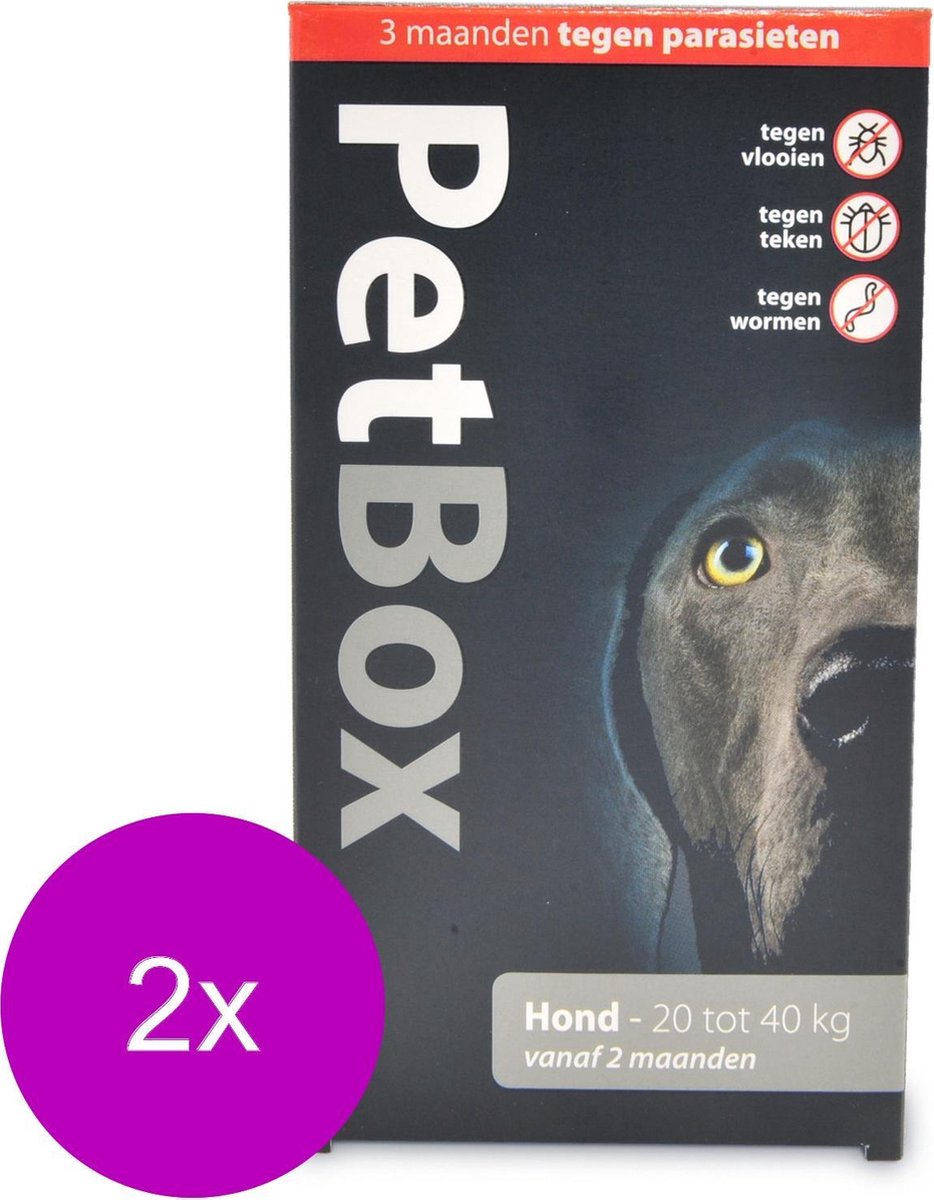 Petbox Hond Vlo. Teek & Worm - Anti vlo - teek- worm - 2 x Large 20-40 Kg