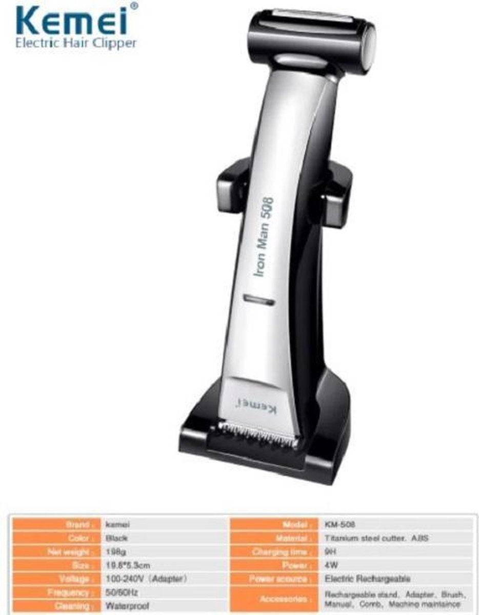 Wet & dry oplaadbare Kemei  body groomer kit tondeuse elektrische scheerapparaat body gezicht trimmer voor mannen remover ontharing terug arm been