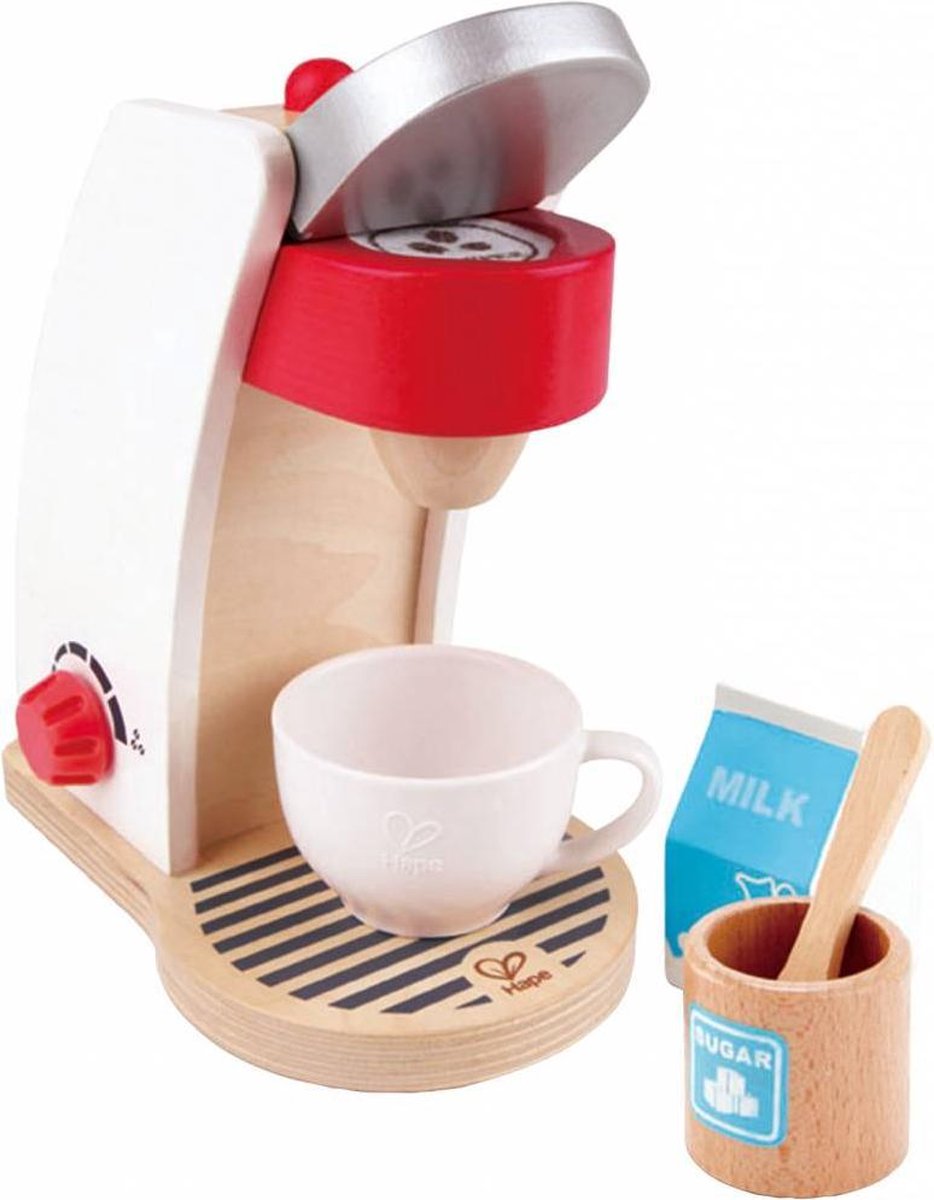 Hape Houten Koffieapparaat Wit 6-delig
