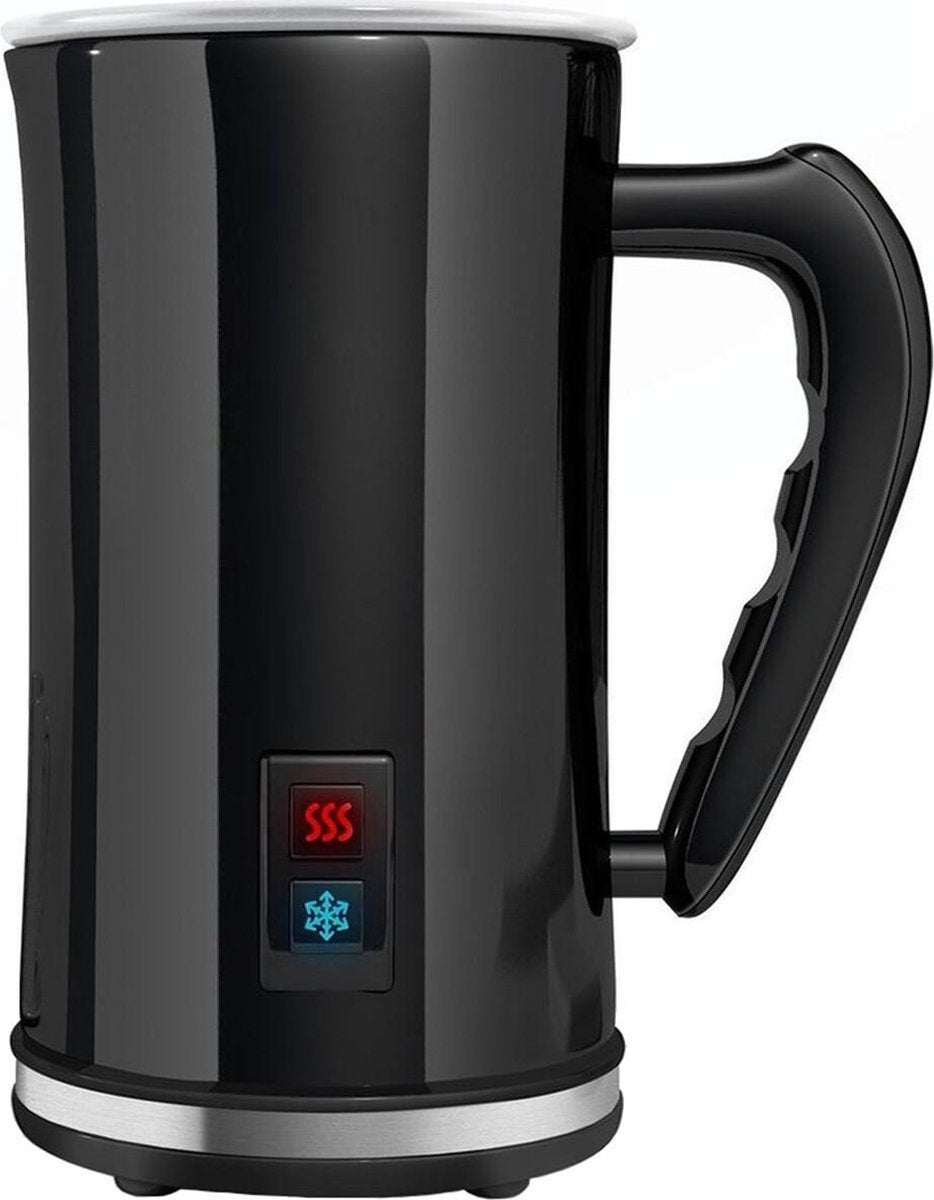 Melkopschuimer - Aigi Puca - Anti Kleeflaag - Opschuimen en Verwarmen - RVS - Zwart - BES LED