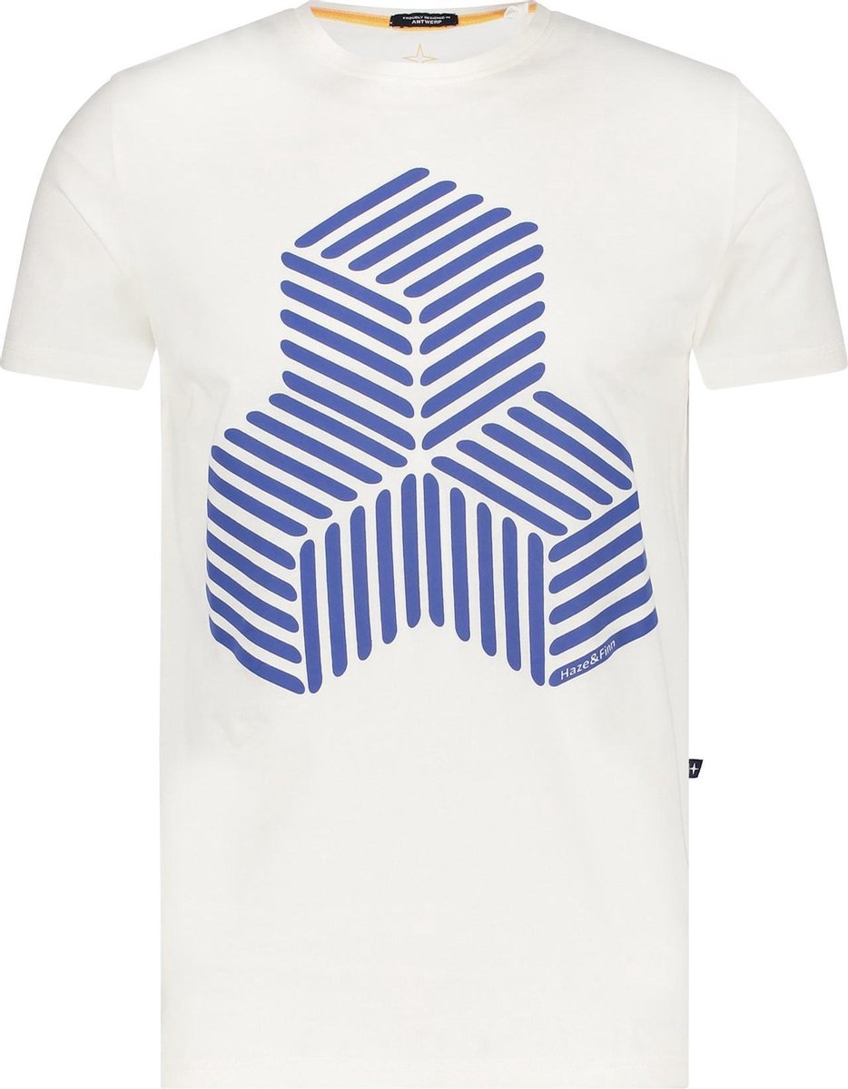 Haze&Finn T-shirt 3D Design Wit (MC15-0007 - White-Navy)