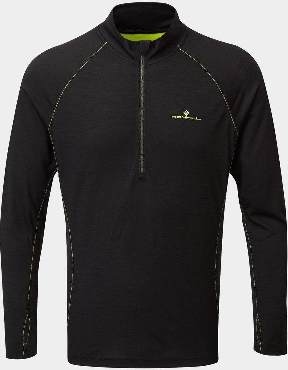 Ron Hill Tech Merino 1/2 Zip Longsleeve Heren Zwart-Geel