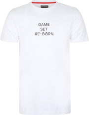 Re-Born Slogan T-shirt Game Korte Mouw Unisex - Wit - Maat M