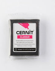 Boetseerklei zwart - Cernit Glamour 56g black - 6 stuk