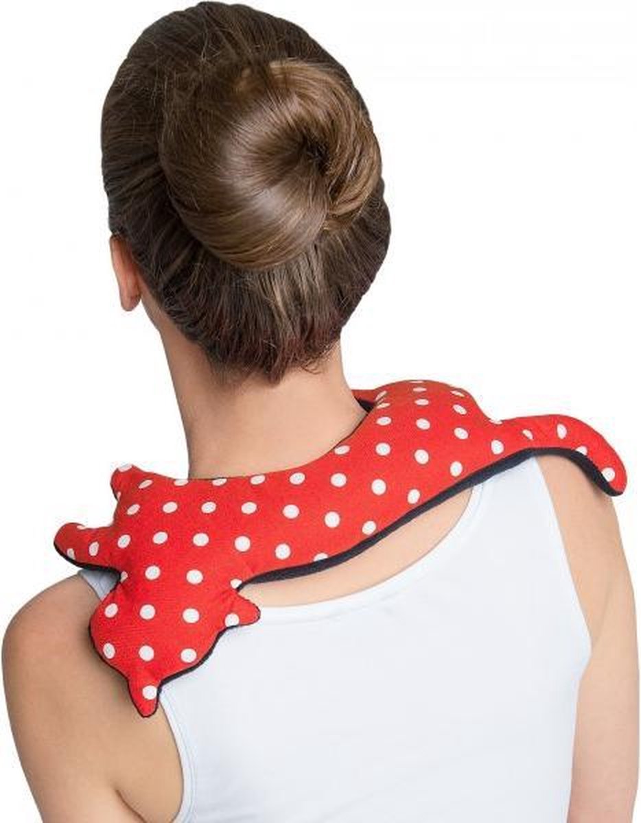 Leschi Warmtekussen Minina Kat - Stippen Rood/wit