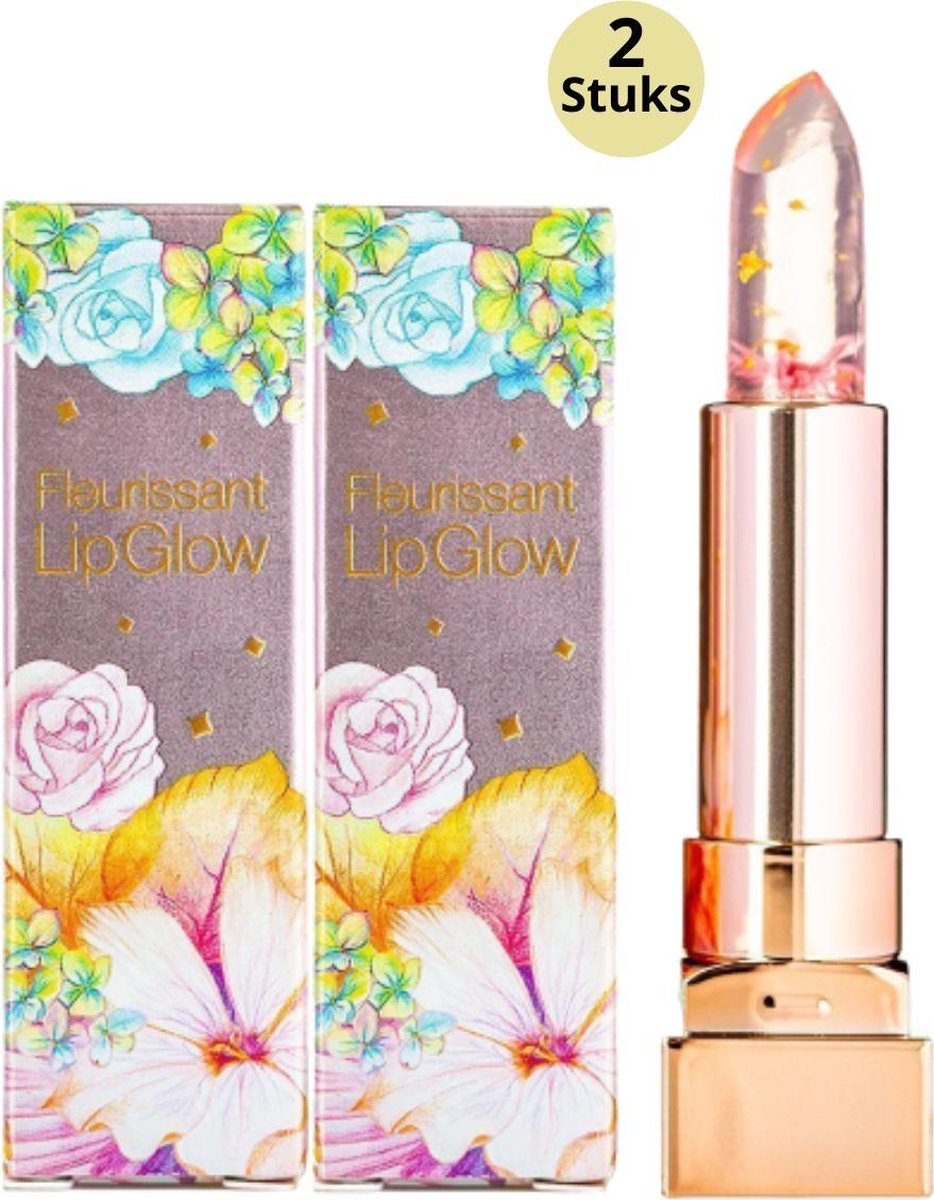 Glamfox Peach Flower Lipstick - Lip Plumper Lippenstift Met 24 Karaat Goudschilfers En Perzik Bloem - 2-Pack