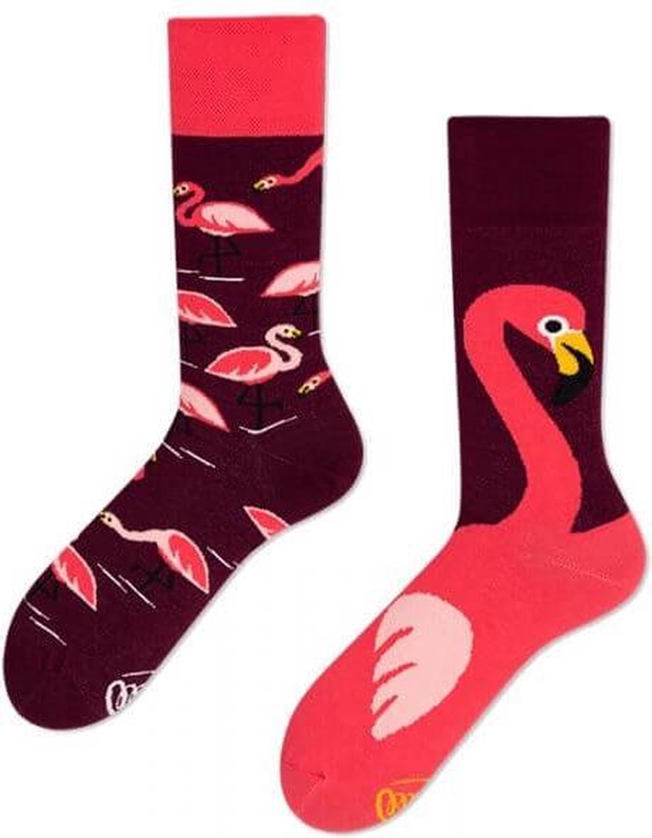 Many Mornings Toffe Sokken - Gekke Sokken - Leuke Sokken - Pink Flamingo - Maat 35 t/m 38