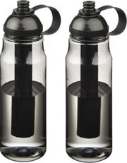 2x Zwarte drinkflessen/waterflessen met koelelement 700 ml - Sportfles - BPA-vrij
