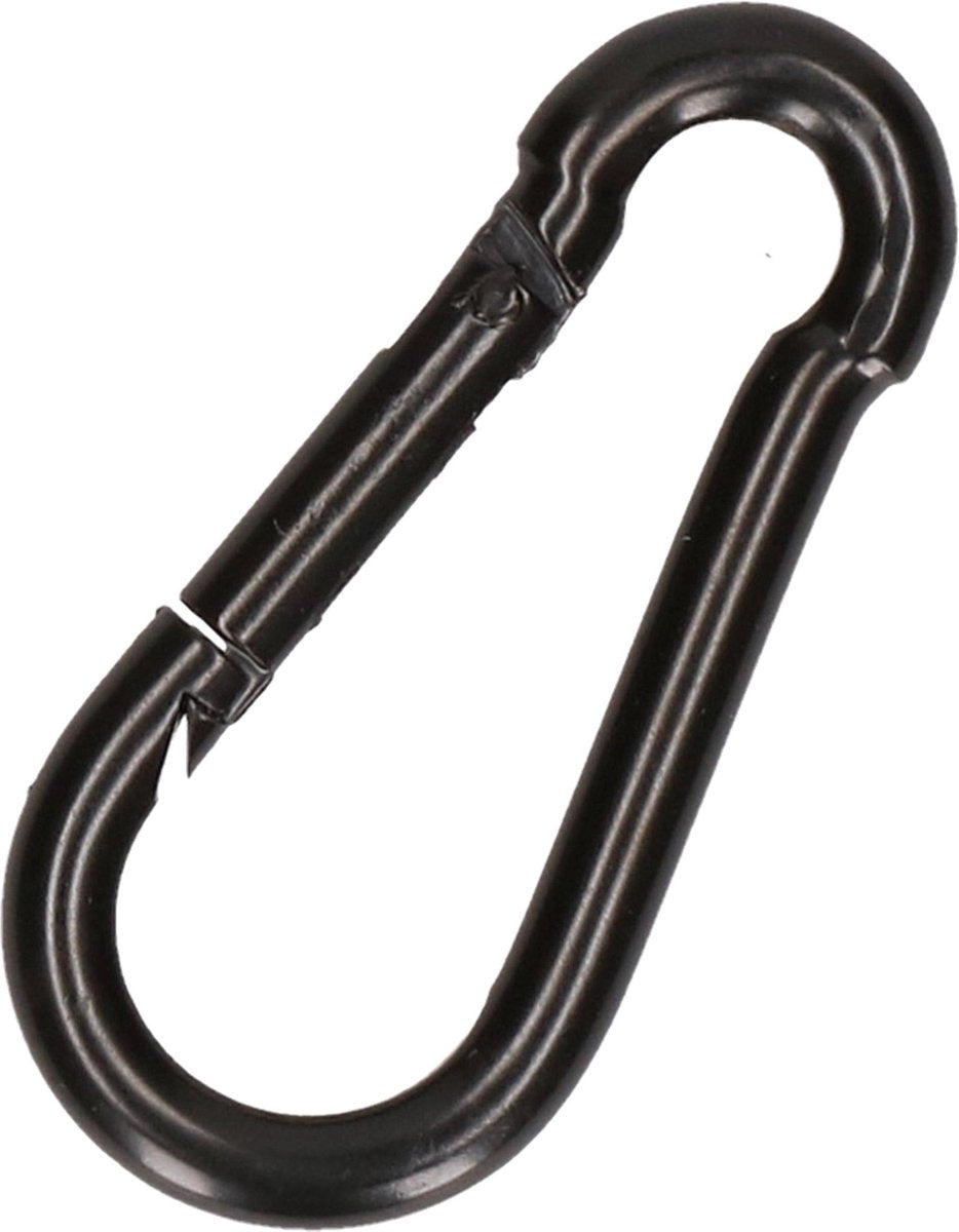 1x stuks karabijnhaak / karabijnhaken zwart gelakt staal 5 cm - snaphooks/ carabiners